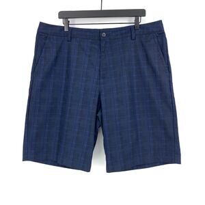 ADIDAS Climalite Casual Shorts Plaid Navy Blue 38